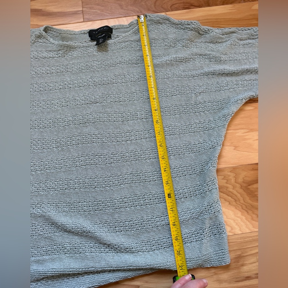 Tahari 100% Linen Knit Sweater Sage Lightweight Dolman Sleeve Crew Sweater Small - Picture 5 of 7